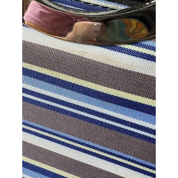 Vintage 90s Canvas Shell Purse Tote Fashion Retro Style Shoulder Handbag Striped - Picture 6 of 10